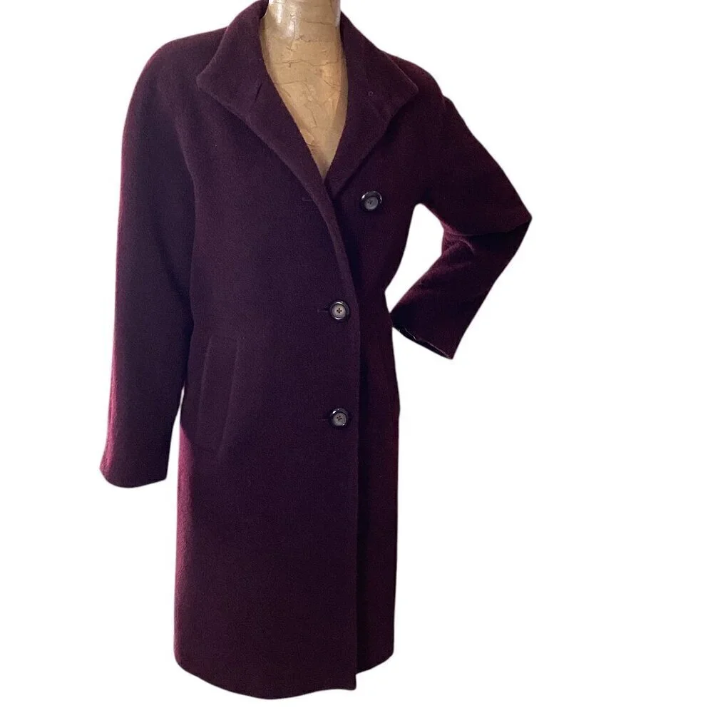 Jones New York‎ Walker Coat Wool Nylon Alpaca Sz 6 Burgundy Red #3L